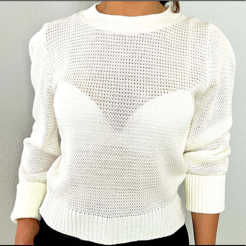 Balloon Sleeve White Sweater